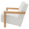 Fitz Accent Chair Soft Ivory Boucle Cushions Natural Brown Wood