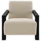 Fitz Accent Chair Soft Latte Beige Boucle Cushions Black Wood Arms