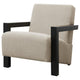 Fitz Accent Chair Soft Latte Beige Boucle Cushions Black Wood Arms