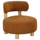 Zona Accent Chair, Barrel Back, Orange Boucle Fabric and Brown Wood