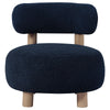 Zona Accent Chair Barrel Back Navy Blue Boucle Fabric and Brown Wood
