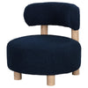 Zona Accent Chair, Barrel Back, Navy Blue Boucle Fabric and Brown Wood