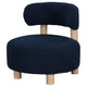 Zona Accent Chair Barrel Back Navy Blue Boucle Fabric and Brown Wood