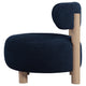 Zona Accent Chair Barrel Back Navy Blue Boucle Fabric and Brown Wood