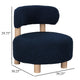 Zona Accent Chair Barrel Back Navy Blue Boucle Fabric and Brown Wood