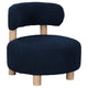 Zona Accent Chair, Barrel Back, Navy Blue Boucle Fabric and Brown Wood