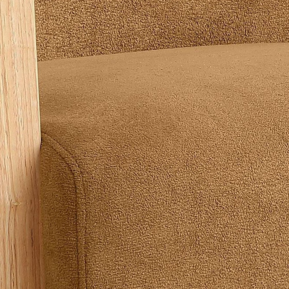 Ellon Accent Armchair, Soft Honey Orange Cushioned, Natural Brown Wood