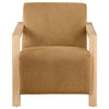 Ellon Accent Armchair Soft Honey Orange Cushioned Natural Brown Wood