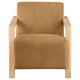 Ellon Accent Armchair Soft Honey Orange Cushioned Natural Brown Wood