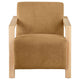 Ellon Accent Armchair, Soft Honey Orange Cushioned, Natural Brown Wood