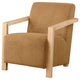 Ellon Accent Armchair Soft Honey Orange Cushioned Natural Brown Wood