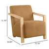Ellon Accent Armchair, Soft Honey Orange Cushioned, Natural Brown Wood