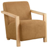 Ellon Accent Armchair, Soft Honey Orange Cushioned, Natural Brown Wood