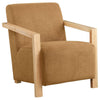 Ellon Accent Armchair Soft Honey Orange Cushioned Natural Brown Wood