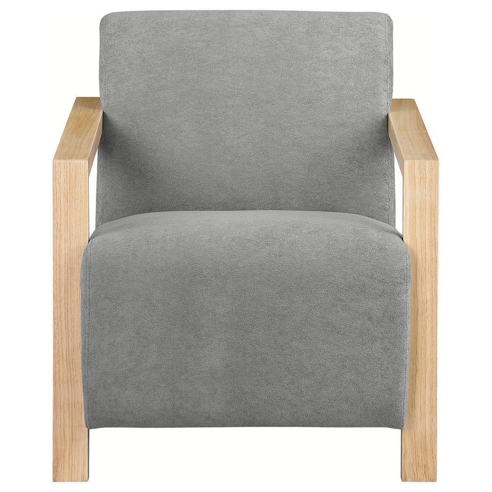 Ellon Accent Armchair Soft Light Gray Cushioned Natural Brown Wood BM329641