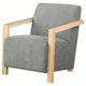Ellon Accent Armchair Soft Light Gray Cushioned Natural Brown Wood BM329641