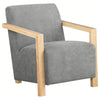 Ellon Accent Armchair, Soft Light Gray Cushioned, Natural Brown Wood