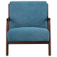 Arril Accent Chair Soft Peacock Blue Cushions Dark Brown Wood Frame