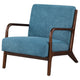Arril Accent Chair Soft Peacock Blue Cushions Dark Brown Wood Frame