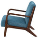 Arril Accent Chair Soft Peacock Blue Cushions Dark Brown Wood Frame