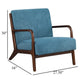 Arril Accent Chair Soft Peacock Blue Cushions Dark Brown Wood Frame