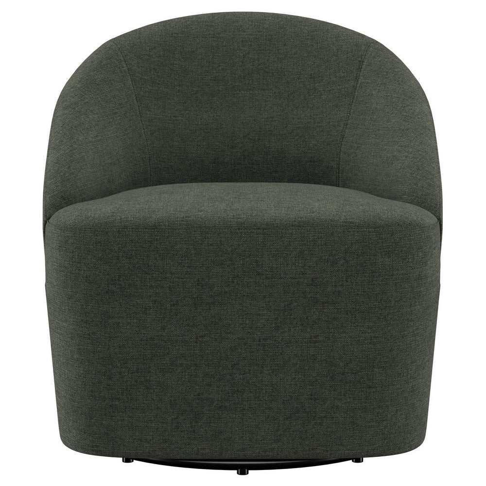 Lenie Barrel Accent Swivel Chair, Modern Minimal Shape, Dark Green