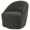 Lenie Barrel Accent Swivel Chair, Modern Minimal Shape, Dark Green
