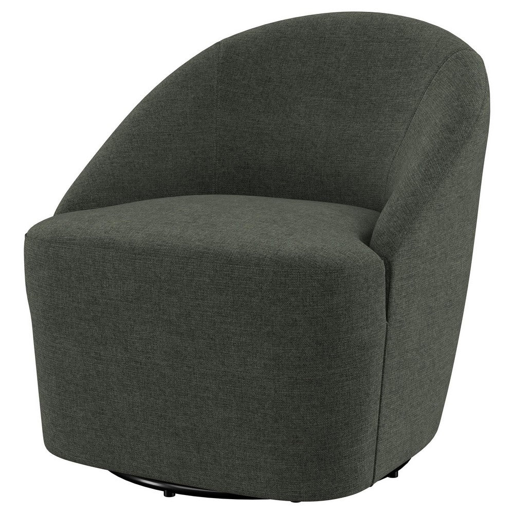 Lenie Barrel Accent Swivel Chair, Modern Minimal Shape, Dark Green