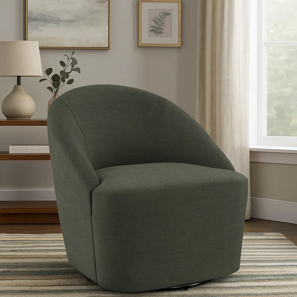 Lenie Barrel Accent Swivel Chair, Modern Minimal Shape, Dark Green