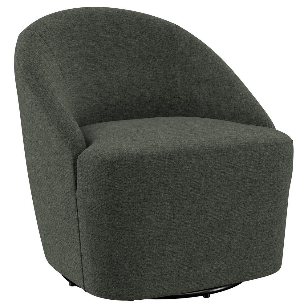 Lenie Barrel Accent Swivel Chair, Modern Minimal Shape, Dark Green