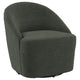 Lenie Barrel Accent Swivel Chair, Modern Minimal Shape, Dark Green
