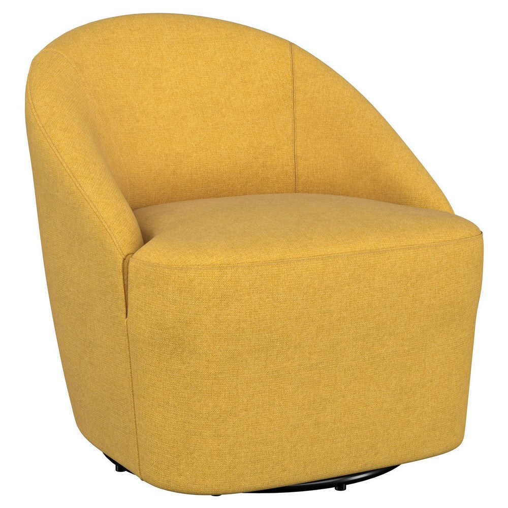 Lenie Barrel Accent Swivel Chair, Modern Minimal Shape, Mustard Yellow