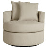 Catlyn Swivel Accent Chair Camel Brown Fabric 2 Accent Pillows BM329648