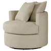 Catlyn Swivel Accent Chair Camel Brown Fabric 2 Accent Pillows BM329648