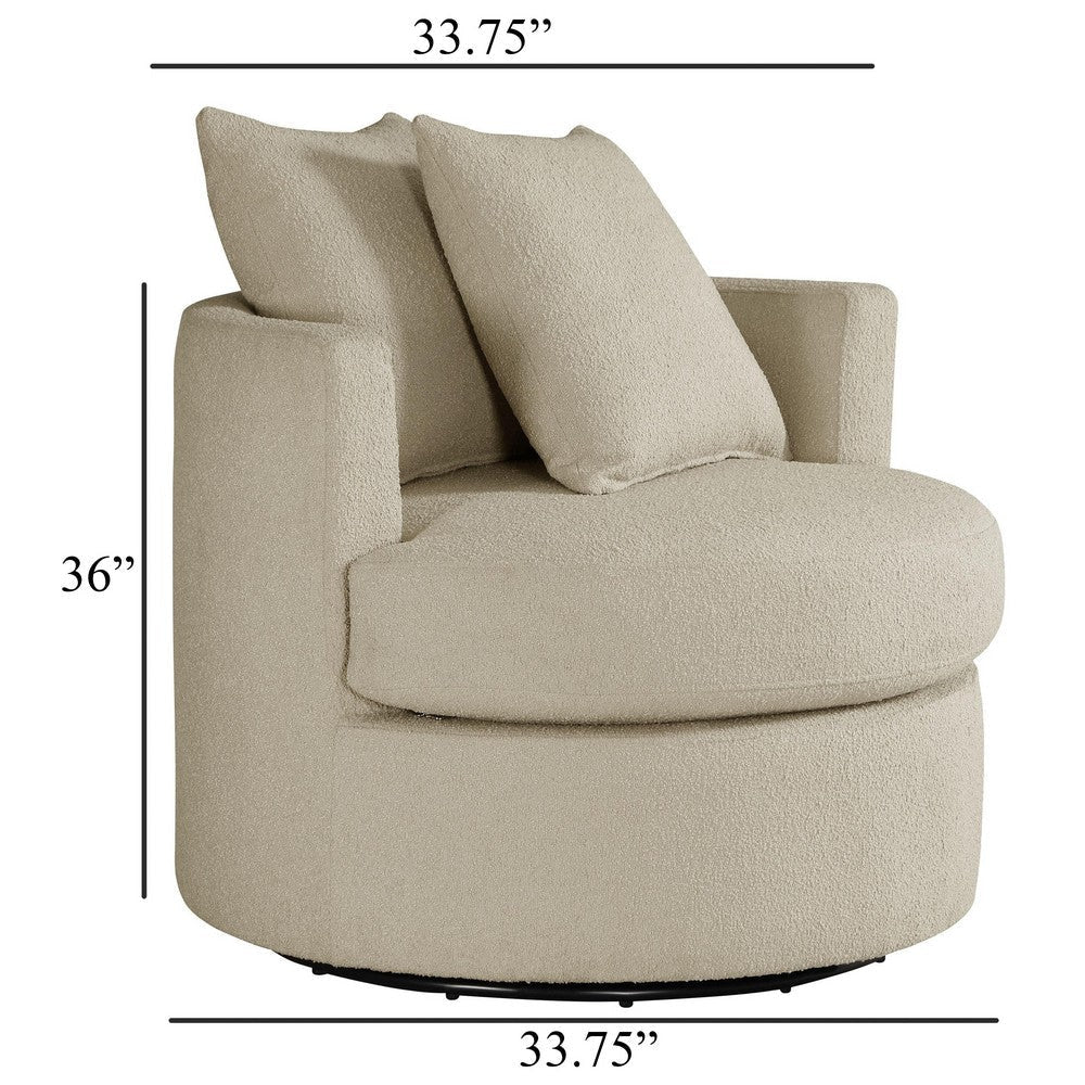 Catlyn Swivel Accent Chair Camel Brown Fabric 2 Accent Pillows BM329648
