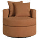 Catlyn Swivel Accent Chair Burnt Orange Fabric 2 Accent Pillows BM329649