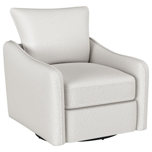 Adia Swivel Glider Chair, Sloped Arms, Plush Vanilla Ivory Boucle