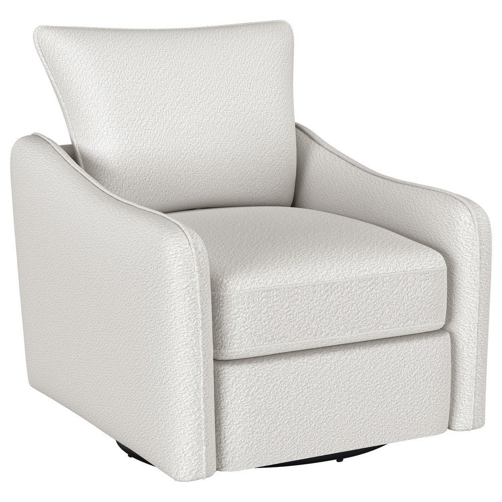 Adia Swivel Glider Chair, Sloped Arms, Plush Vanilla Ivory Boucle