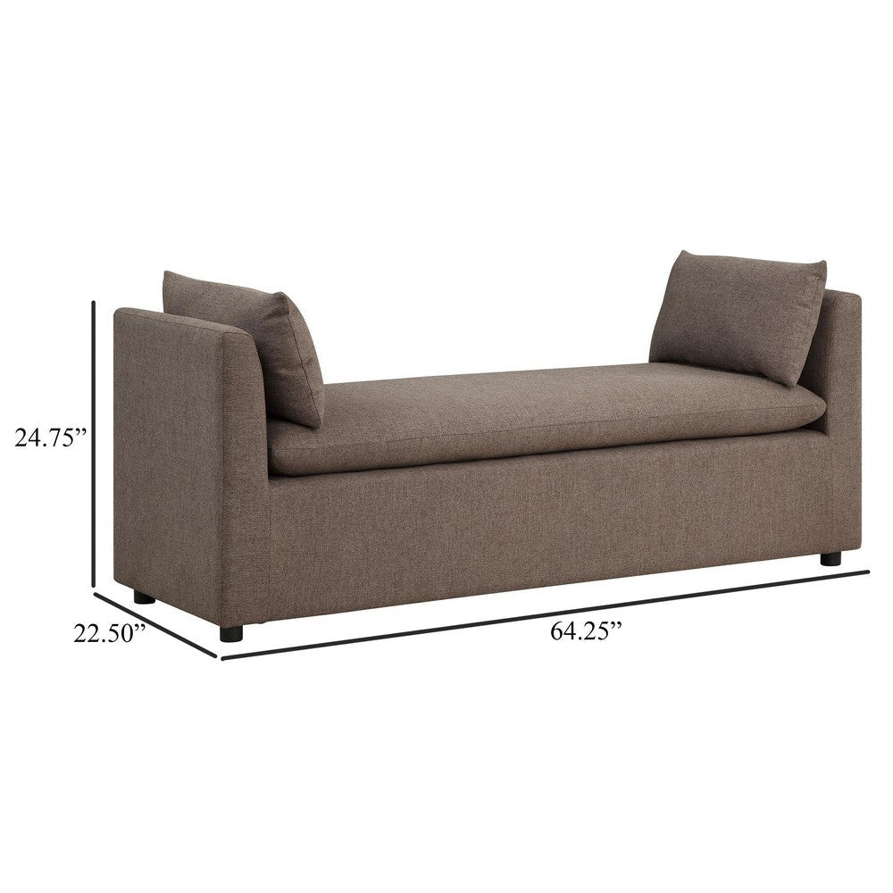 Marina Accent Bench Brown Fabric 2 Accent Throw Pillows 64 Inch BM329651