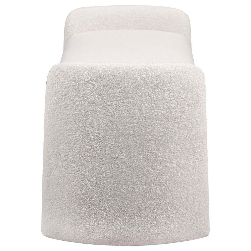 Perie Accent Bench Modern Ivory Boucle Soft Foam Cushions 55 Inch BM329652