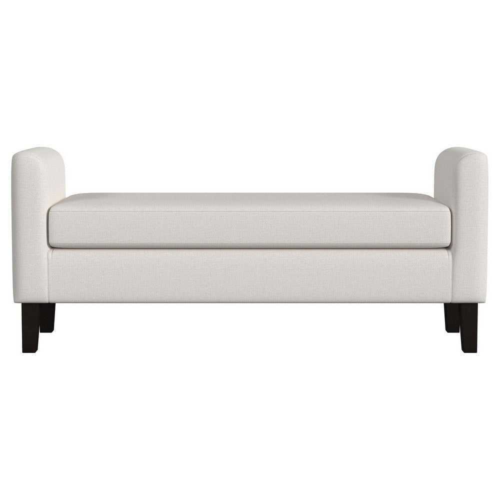 Reyan Accent Bench Ivory Fabric Foam Cushions Black Wood 60 Inch BM329654