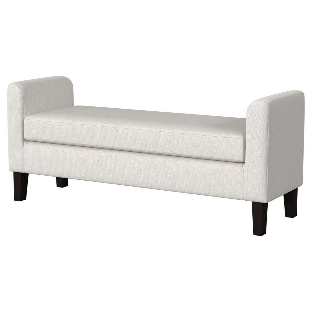 Reyan Accent Bench Ivory Fabric Foam Cushions Black Wood 60 Inch BM329654