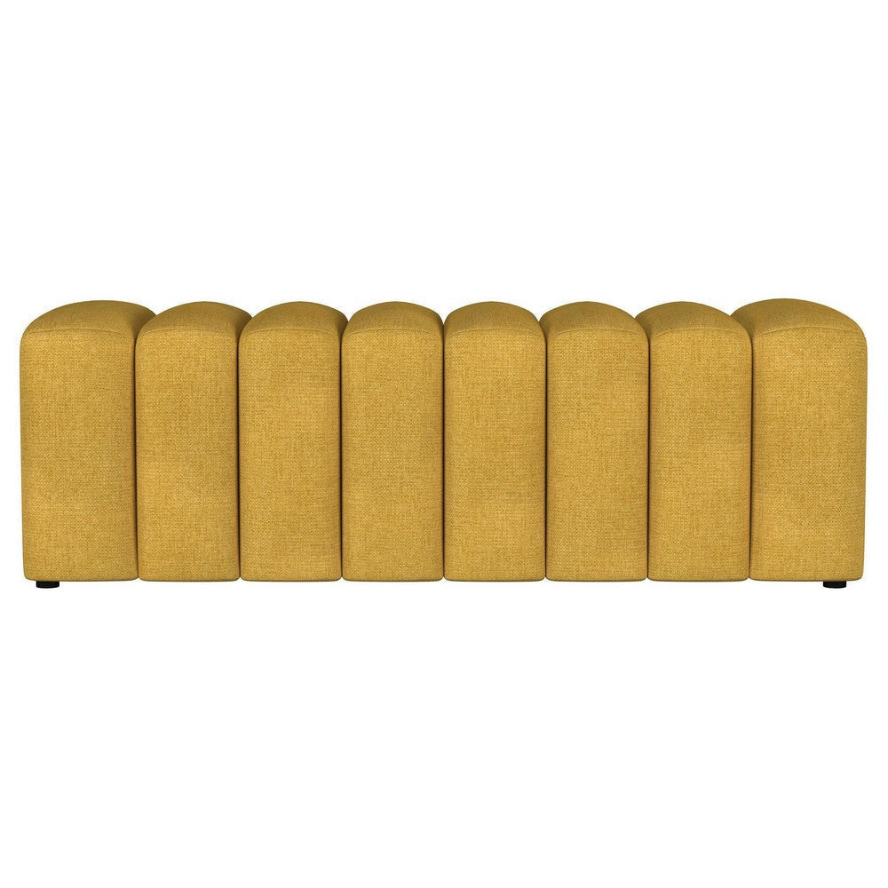 Sanna Accent Bench Modern Channel Tufted Yellow Fabric 54 Inch