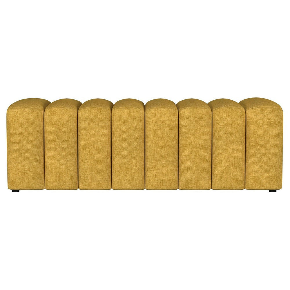 Sanna Accent Bench Modern Channel Tufted Yellow Fabric 54 Inch
