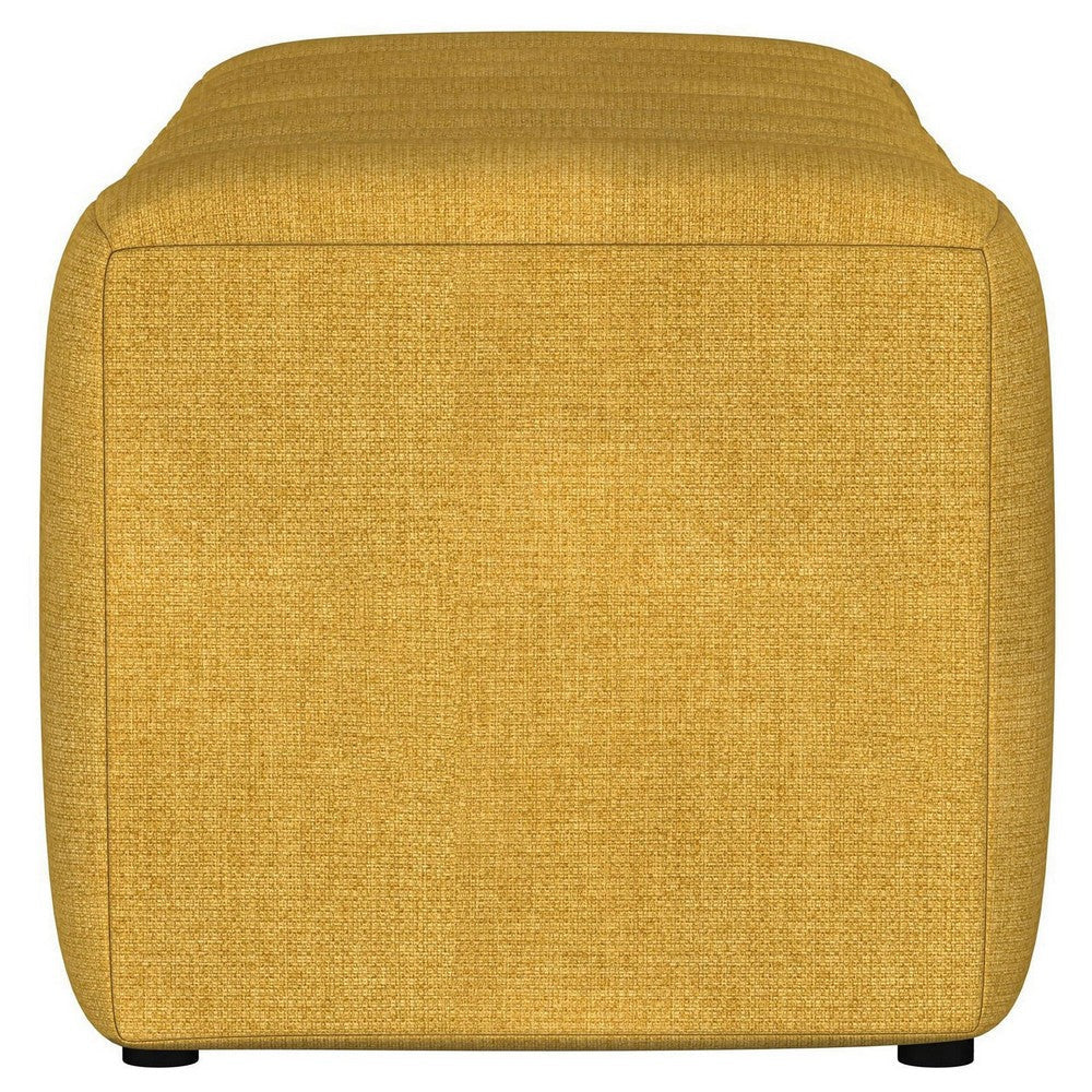 Sanna Accent Bench Modern Channel Tufted Yellow Fabric 54 Inch