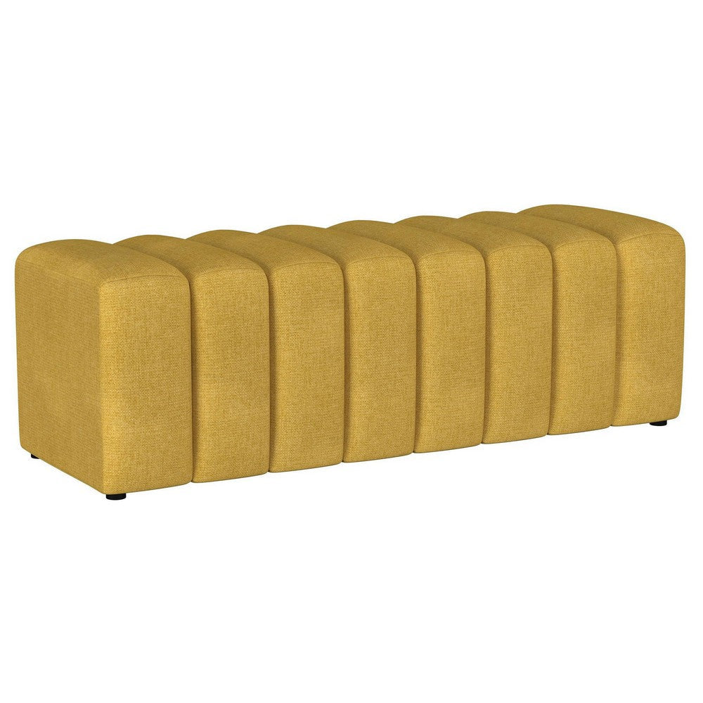 Sanna Accent Bench Modern Channel Tufted Yellow Fabric 54 Inch