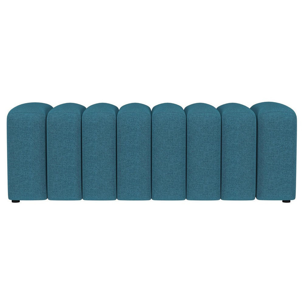 Sanna Accent Bench Modern Channel Tufted Peacock Blue 54 Inch