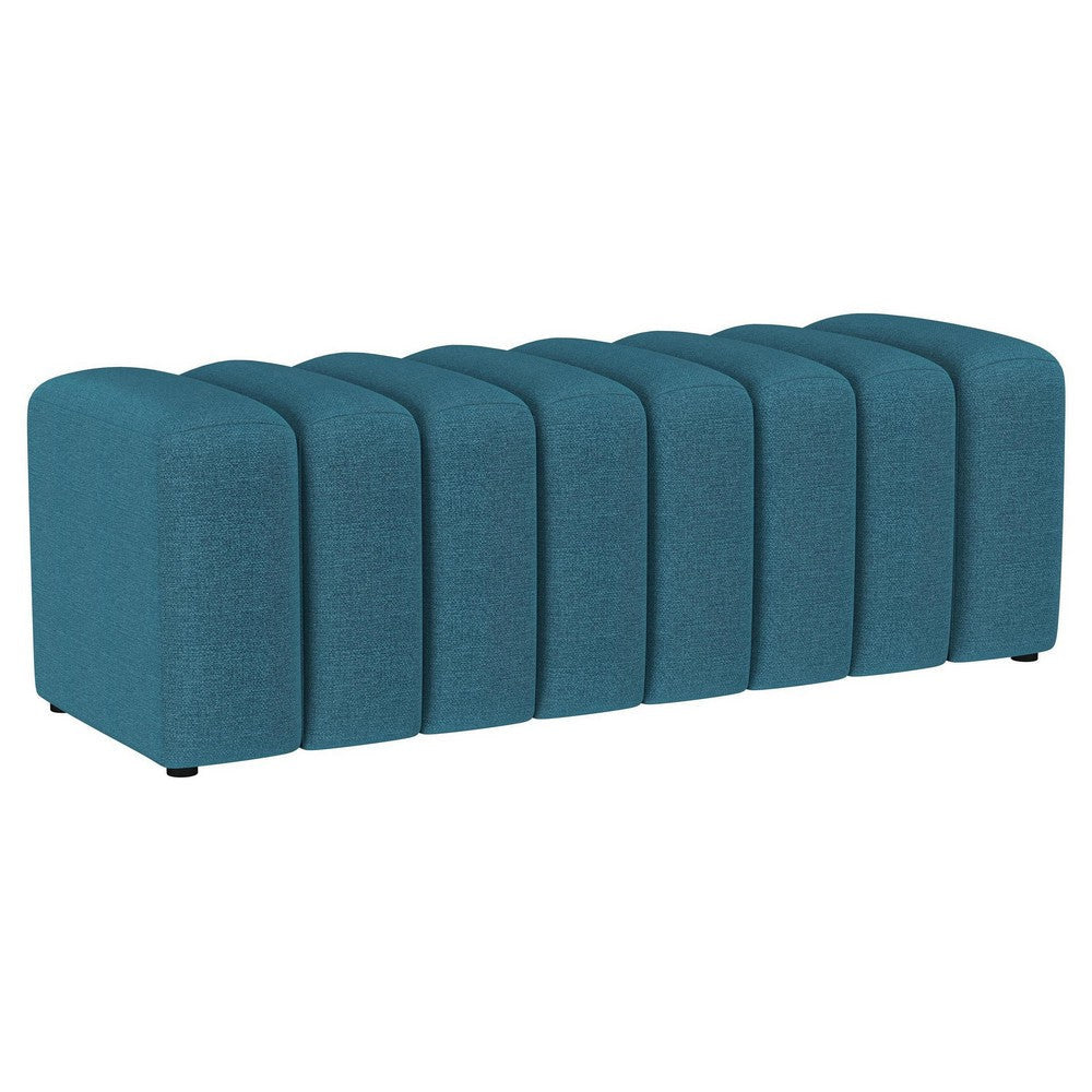 Sanna Accent Bench Modern Channel Tufted Peacock Blue 54 Inch