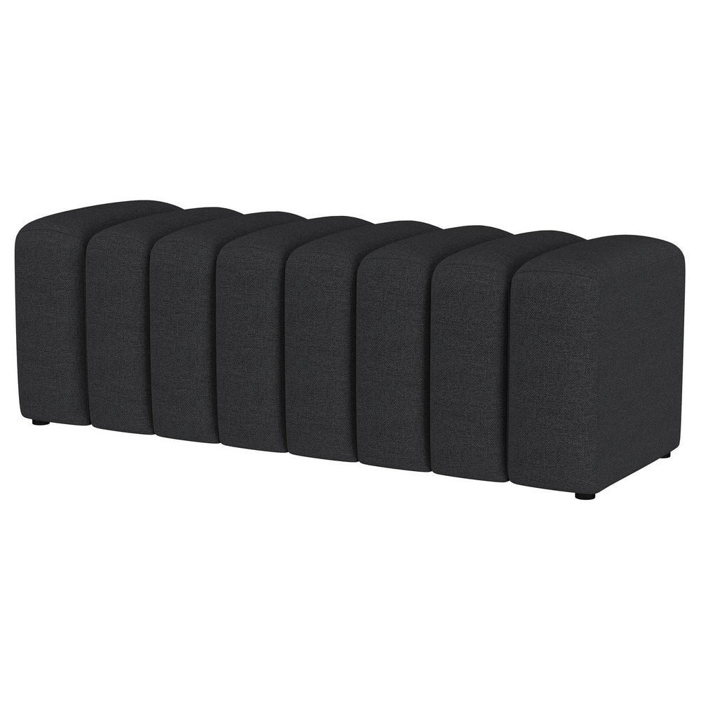 Sanna Accent Bench Modern Channel Tufted Charcoal Black 54 Inch BM329657