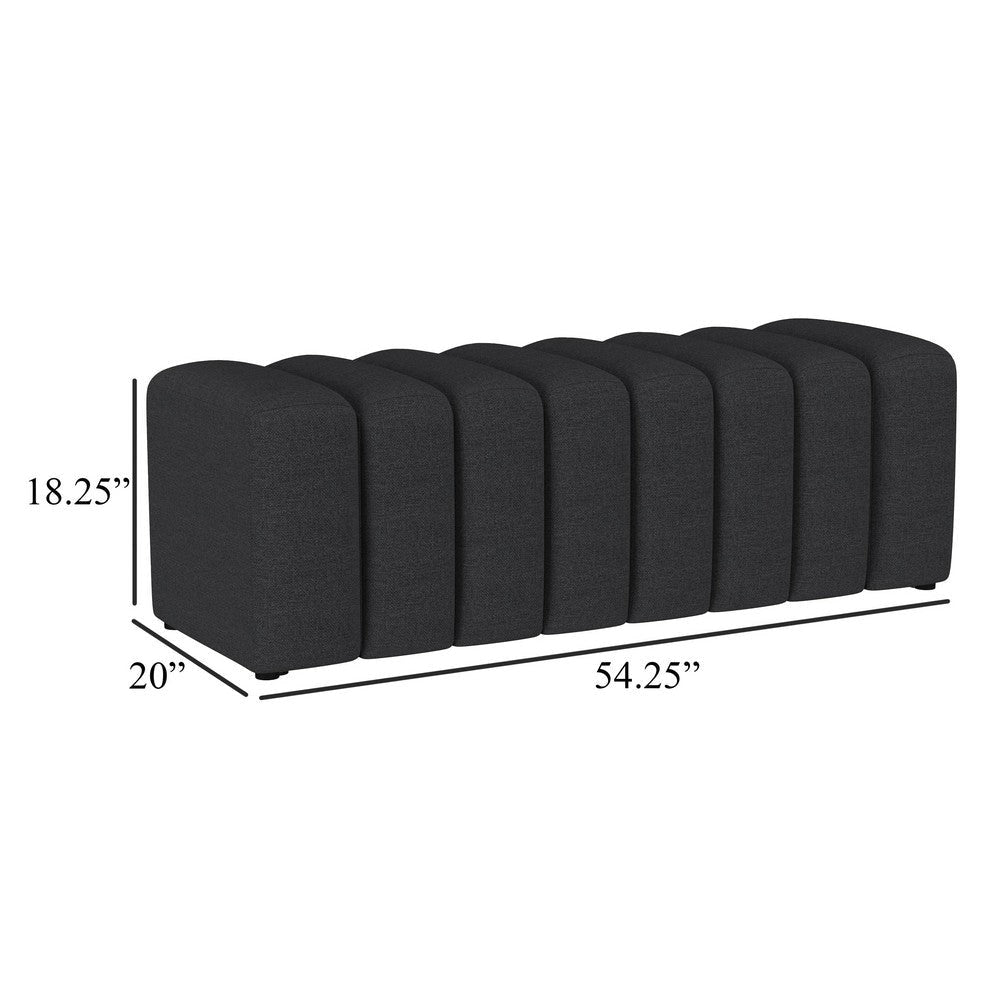 Sanna Accent Bench Modern Channel Tufted Charcoal Black 54 Inch BM329657